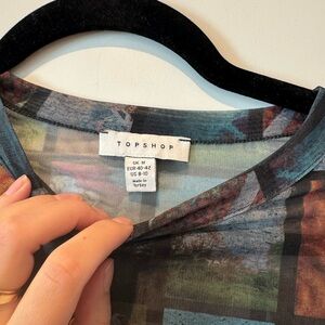 Topshop mesh long sleeve top, size small